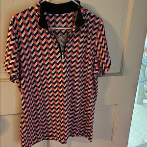 Stylish Chevron Polo Shirt - Red, Blue, and White